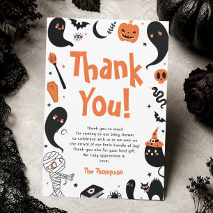 Svart Orange Halloween Baby Shower-fest Tack Kort