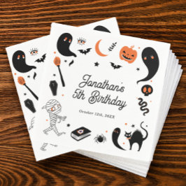 Svart Orange Halloween Födelsedagsfest Kids Pappersservett
