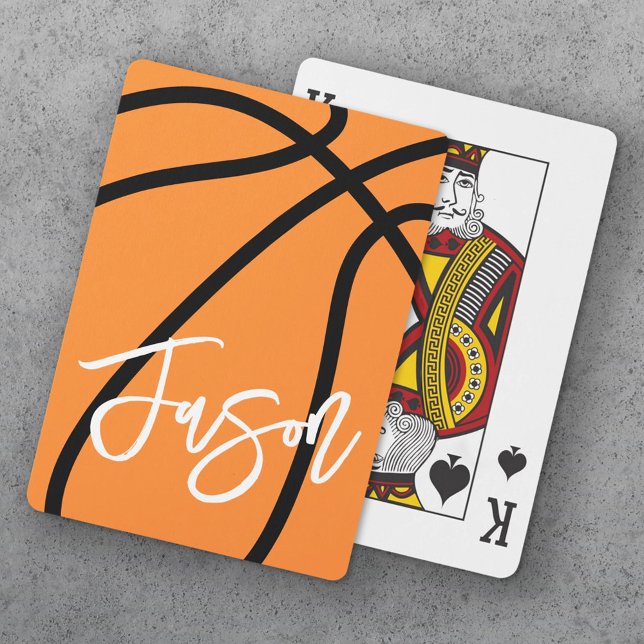 Svart orange i basketboll, eget namn casinokort (Basketball black orange custom name poker cards)
