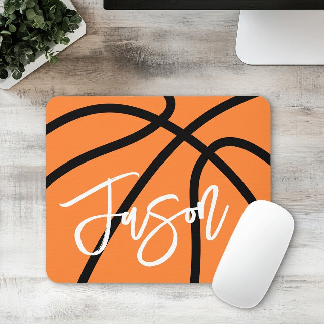 Svart orange i basketboll, eget namn musmatta (Basketball black orange custom name mouse pad)