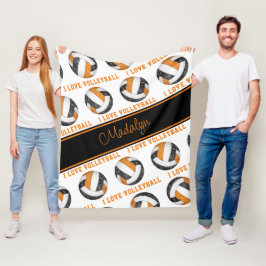 Svart orange I kärlek volleyball text mönster Fleecefilt