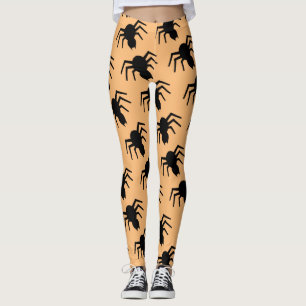 Svart orange i Spider mönster Leggings
