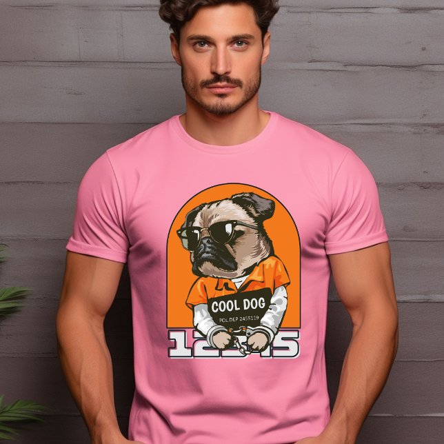 Svart Orange Illustrated Coola Hund T-Shirt (Skapare uppladdad)