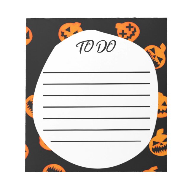 Svart Orange Jack O'Lantern to Do list Antecknings Anteckningsblock (Framsida)