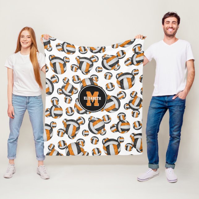 Svart orange-laget färg Flickor sportvolleyball Fleecefilt (På plats)