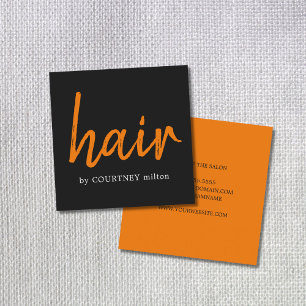 Svart Orange med enkel Elegant - Stylist Fyrkantigt Visitkort