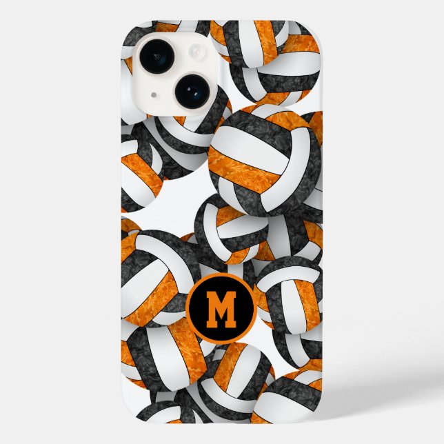 Svart orange med monogrammerade flickor volleyball (Baksida)