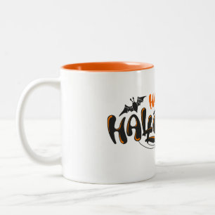 Svart Orange Minimalistisk Glad Halloween-mugg Två-Tonad Mugg