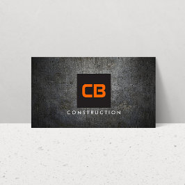Svart/Orange Monogram Grunge Metall Construction Visitkort