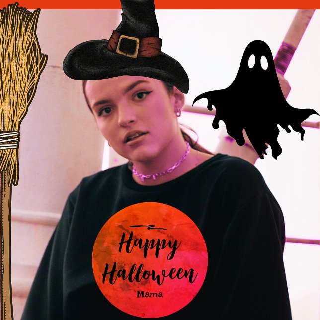 Svart Orange Mörk Typografi, helmoon Halloween T Shirt (Skapare uppladdad)