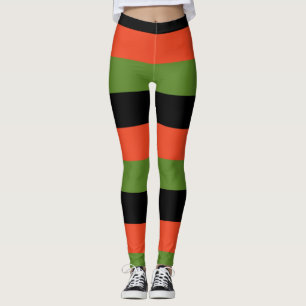 Svart orange och grönrandig Halloween Leggings