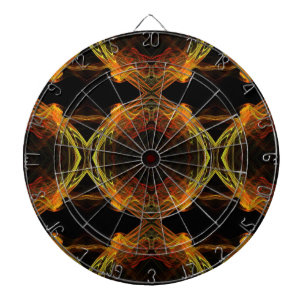 Svart, Orange och Gult Fractal Dart Board Piltavla