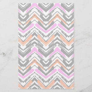 Svart, Orange och Rosa Hand plockade Chevron Möns Brevpapper