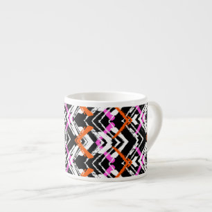 Svart, Orange och Rosa Hand plockade Mönster Espressomugg