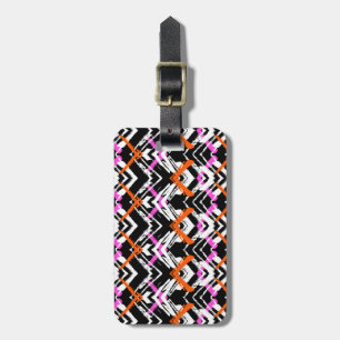 Svart, orange och rosa hand plockadepilmönster bagagebricka