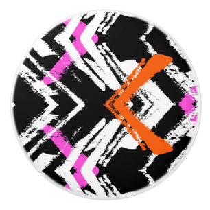 Svart, orange och rosa hand plockadepilmönster knopp