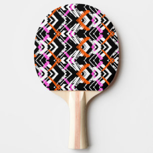 Svart, orange och rosa hand plockadepilmönster pingisracket