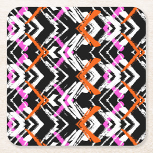 Svart, orange och rosa hand plockadepilmönster underlägg papper kvadrat