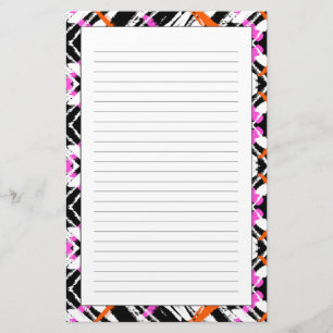 Svart, Orange och Rosa Mönster Brevpapper
