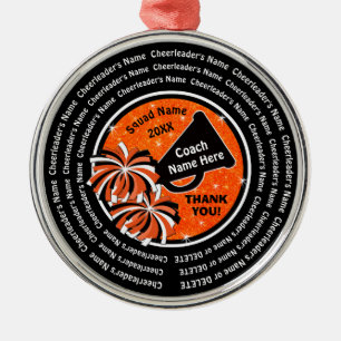 Svart, Orange och vit, Cheer Coach Ornaments Julgransprydnad Metall
