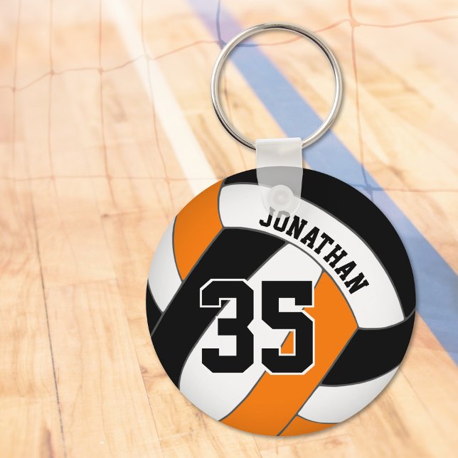 Svart orange-pojkar anpassningsbar jersey-nummer v nyckelring (Skapare uppladdad)