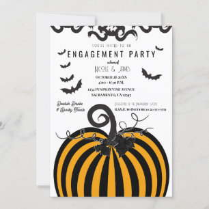 Svart & Orange Pumpa Halloween Förlovningsfest Inbjudningar
