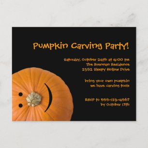 Svart orange pumpkin Halloween fest inbjudan Vykort