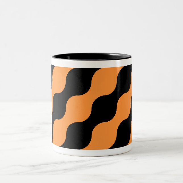 Svart, Orange Retro Circles Art Mönster Mugg (Center)