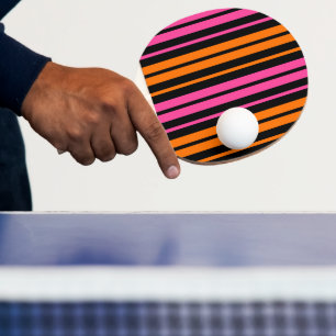 Svart Orange Rosa Vertikala Randiga Design   Pingisracket