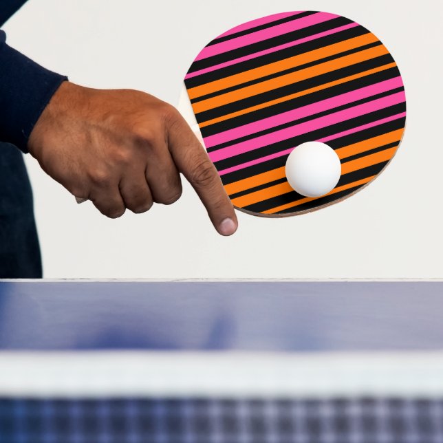 Svart Orange Rosa Vertikala Randiga Design   Pingisracket (Insitu)
