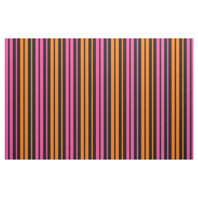 Svart Orange Rosa Vertikala Randiga Design   Tyg (Fat Quarter)