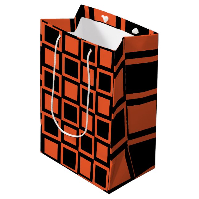 Svart orange rutigt mönster (Framsidan Vinklad)