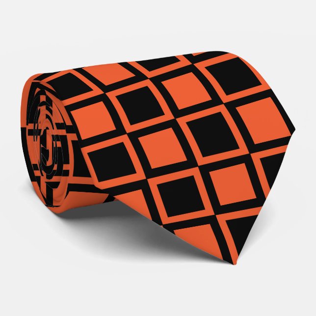 Svart orange rutigt mönster slips (Rullad)