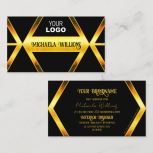 Svart Orange Shimmer-Snyggt med Logotyp Visitkort