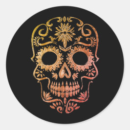 Svart/Orange Socker Skull/Day of the dead Stickers Runt Klistermärke