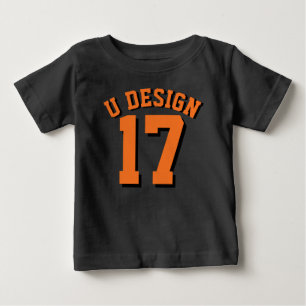 Svart & orange sportJersey för småbarn design Tee Shirt