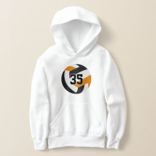 Svart orange team färg jersey number volleyball t shirt