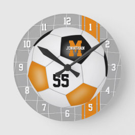 Svart orange team färg varsity rand Soccer Rund Klocka
