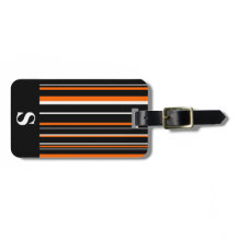Svart, orange, vit streckkod rand Monogram