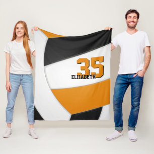 Svart orange volleyball-ungar sportrumsdekaler fleecefilt