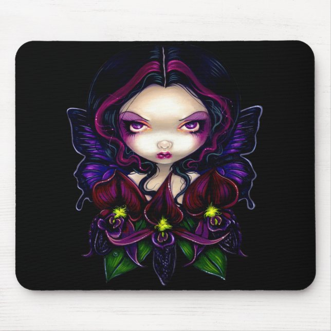 "Svart Orchidfe" Mousepad Musmatta (Framsidan)