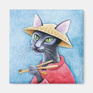 Svart orientalisk Shorthair kattmagnet Magnet