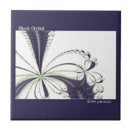 Svart orkidé fraktal konst blommönster kakelplatta