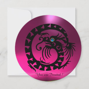 SVART ORM DRAGON ROSA FUCHSIA LILA ÄDELSSTEN INBJUDNINGAR