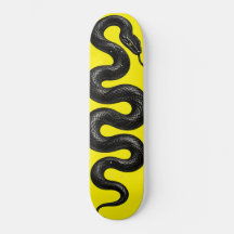 Svart orm neon gul skateboard design reptil
