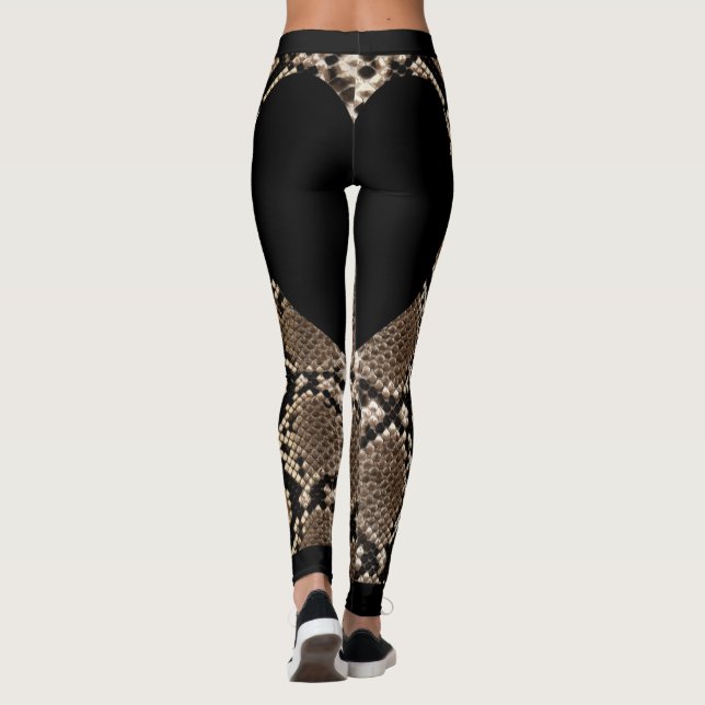 Svart Ormskinnshjärta Leggings (Baksida)