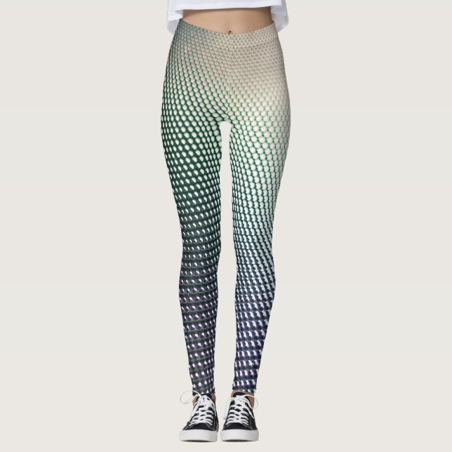 Svart övertoning och blå geometrisk design leggings (Framsida)