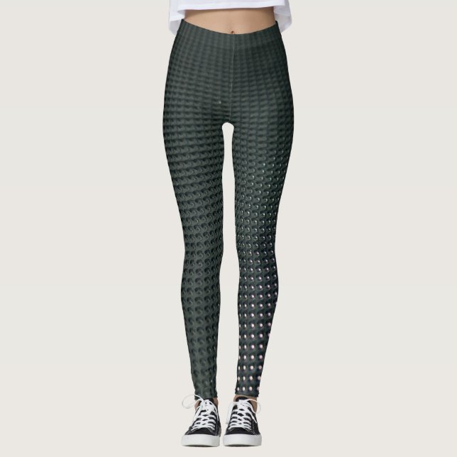 Svart övertoning och blå geometrisk design leggings (Framsida)