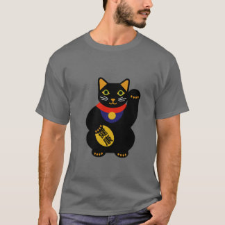 Svart på den lyckliga kattskjortan för grå färg t-shirt