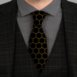 Svart på enkel och elegant honeycomb mönster gult slips